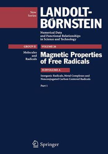 Cover image for Inorganic Radicals, Metal Complexes and Nonconjugated Carbon Centered Radicals