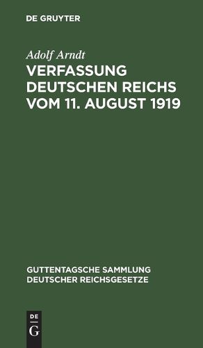 Cover image for Verfassung Deutschen Reichs Vom 11. August 1919