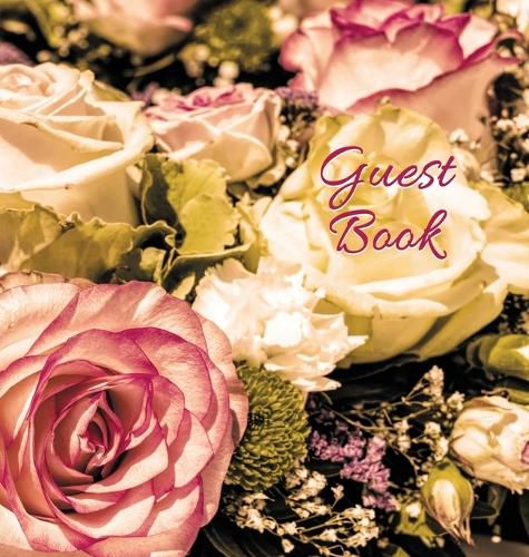 Cover image for Wedding Guest Book (HARDCOVER) for Wedding Ceremonies, Anniversaries, Special Events & Functions, Commemorations, Parties.: BLANK Pages - no lines. 32 pages/64 sides. Also suitable as General Guest Book. Floral motif in corner of each page.