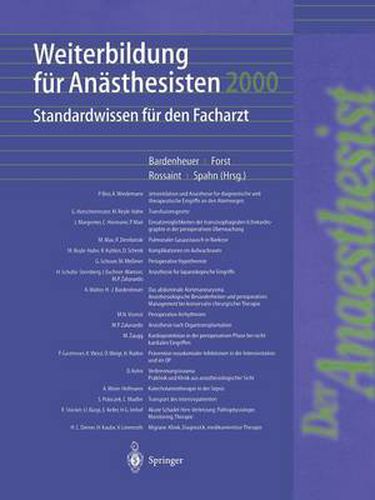 Cover image for Weiterbildung fur Anasthesisten 2000: Standardwissen fur den Facharzt