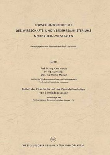 Cover image for Einfluss Der Oberflache Auf Das Verschleissverhalten Von Schmiedegesenken