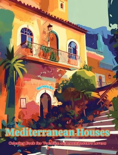 Cover image for Mediterranean Houses Coloring Book for Vacation and Architecture Lovers Amazing Designs for Total Relaxation