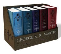 Cover image for George R. R. Martin's A Game of Thrones Leather-Cloth Boxed Set (Song of Ice and Fire Series): A Game of Thrones, A Clash of Kings, A Storm of Swords, A Feast for Crows, and A Dance with Dragons