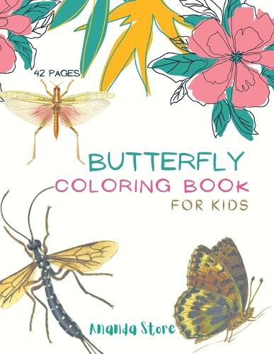 Cover image for Butterfly Coloring Book: Butterfly Coloring Book for Kids: Butterflys Coloring Book For kids 40 Big, Simple and Fun Designs: Ages 3-8, 8.5 x 11 Inches