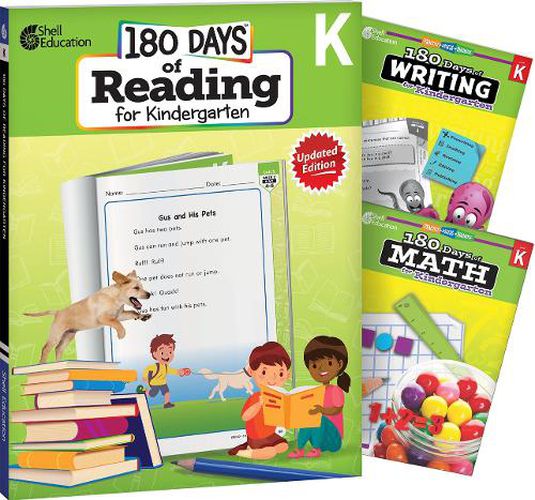Cover image for 180 Days of Reading, Writing and Math for Kindergarten 3-Book Set