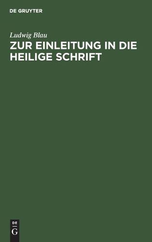 Cover image for Zur Einleitung in Die Heilige Schrift