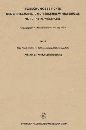 Cover image for Arbeiten Des Mpi Fur Kohlenforschung