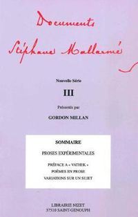 Cover image for Documents Stephane Mallarme - Nouvelle Serie III