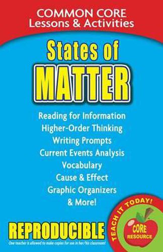 Cover image for States of Matter: Common Core Lessons & Activities