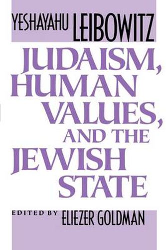 Cover image for Judaism, Human Values, and the Jewish State