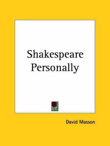Cover image for Shakespeare Personally (1914)
