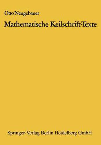 Cover image for Mathematische Keilschrift-Texte: Mathematical Cuneiform Texts