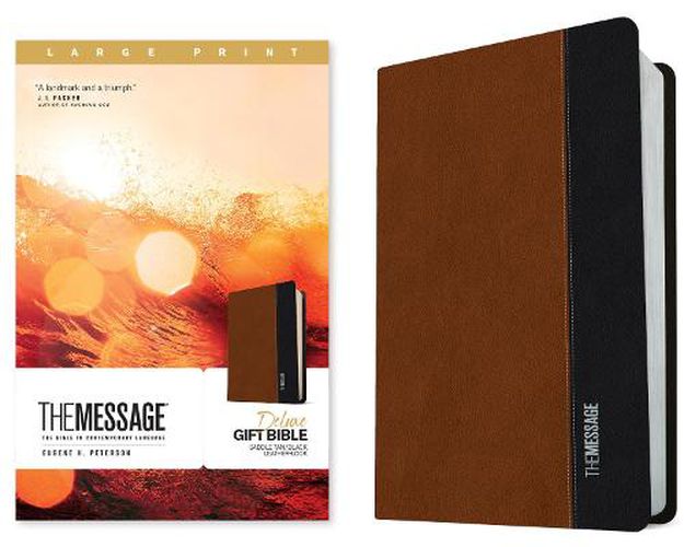 The Message Deluxe Gift Bible, Large Print, Saddle Tan/Black