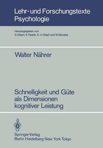 Cover image for Schnelligkeit und Gute als Dimensionen Kognitiver Leistung