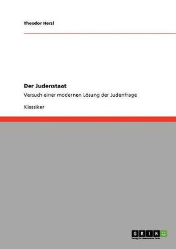 Cover image for Der Judenstaat: Versuch einer modernen Loesung der Judenfrage