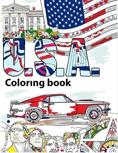 Cover image for USA Coloring Book: Adult Colouring Fun, Stress Relief Relaxation and Escape