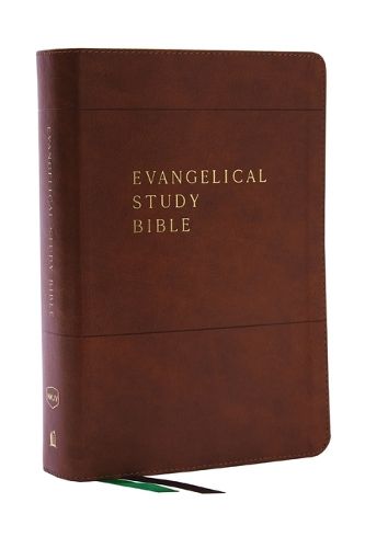 Cover image for NKJV, Evangelical Study Bible, Leathersoft, Brown, Red Letter, Thumb Indexed, Comfort Print: Christ-centered. Faith-building. Mission-focused.