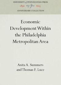 Cover image for Economic Development Within the Philadelphia Metropolitan Area