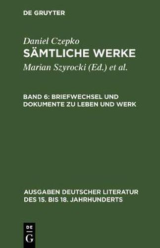 Cover image for Briefwechsel Und Dokumente Zu Leben Und Werk