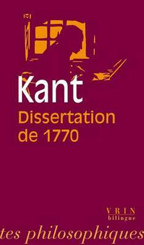 Cover image for Emmanuel Kant: La Dissertation de 1770