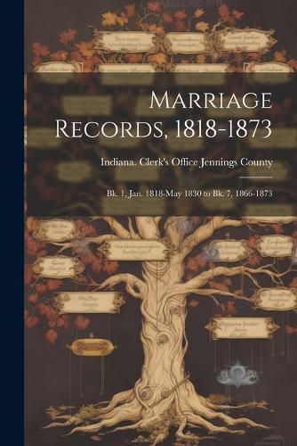 Cover image for Marriage Records, 1818-1873; bk. 1, Jan. 1818-May 1830 to bk. 7, 1866-1873