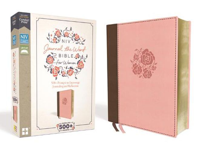 Cover image for NIV, Journal the Word Bible for Women, Leathersoft, Brown/Pink, Red Letter, Comfort Print: 500+ Prompts to Encourage Journaling and Reflection