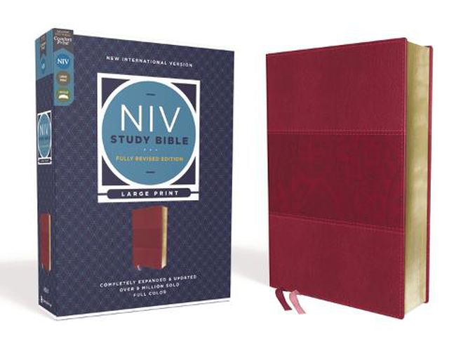 Cover image for NIV Study Bible, Fully Revised Edition, Large Print, Leathersoft, Burgundy, Red Letter, Comfort Print