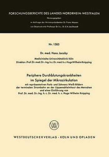 Periphere Durchblutungskrankheiten Im Spiegel Der Mikrozirkulation