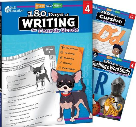 Cover image for 180 Days(tm) Writing, Spelling, & Cursive Grade 4: 3-Book Set