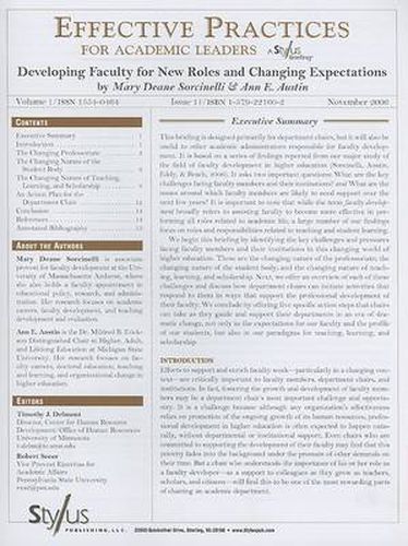 Effective Practices for Academic Leaders, Volume 1 Issue 11: Developing Faculty for New Roles and Changing Expectations