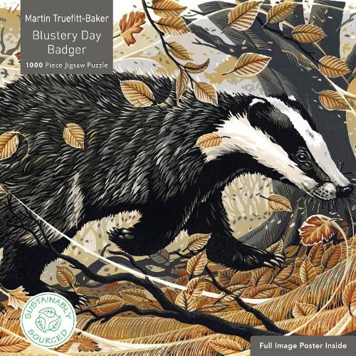 Cover image for Adult Sustainable Jigsaw Puzzle Martin Truefitt-Baker: Blustery Day Badger