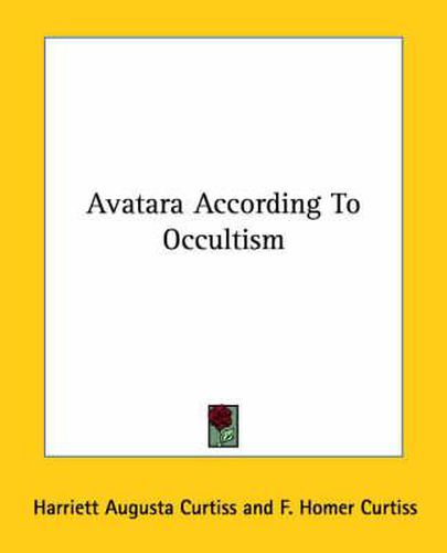 Cover image for Avatara According to Occultism