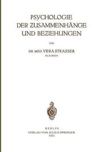 Cover image for Psychologie Der Zusammenhange Und Beziehungen