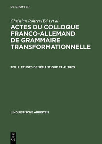 Cover image for Etudes de Semantique Et Autres