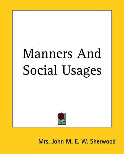 Cover image for Manners And Social Usages