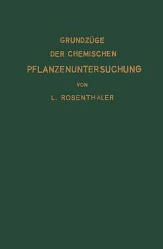 Cover image for Grundzuge Der Chemischen Pflanzenuntersuchung