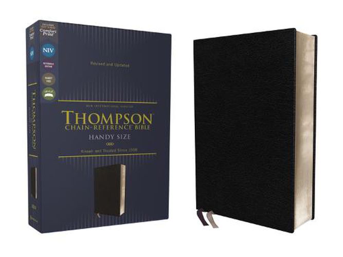 Cover image for NIV, Thompson Chain-Reference Bible, Handy Size, European Bonded Leather, Black, Red Letter, Comfort Print