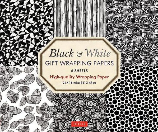 Black and White Gift Wrapping Papers - 6 sheets: 6 Sheets of High-Quality 18 x 24 inch Wrapping Paper