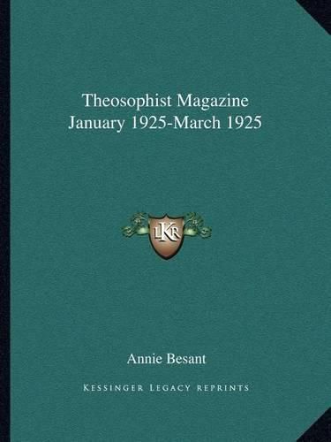 Cover image for Theosophist Magazine January 1925-March 1925