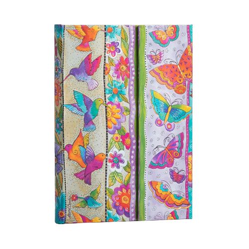 Cover image for Hummingbirds & Flutterbyes Midi Lined Hardcover Journal (Wrap Closure)