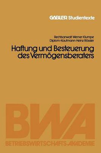 Cover image for Haftung Und Besteuerung Des Vermoegensberaters