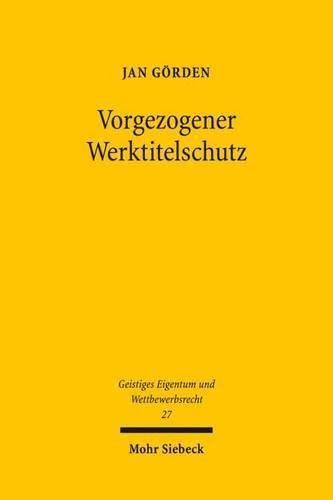 Cover image for Vorgezogener Werktitelschutz