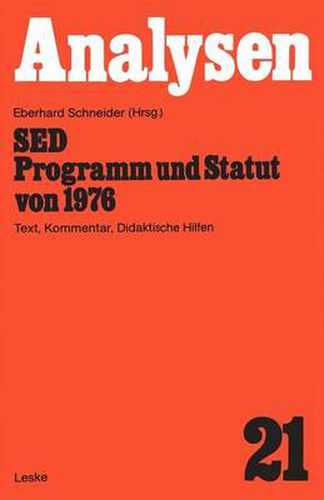 Cover image for SED - Programm und Statut von 1976