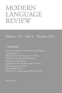 Cover image for Modern Language Review (110: 4) October 2015