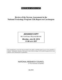 Cover image for Review of the Styrene Assessment in the National Toxicology Program 12th Report on Carcinogens