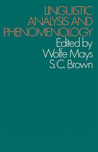 Cover image for Linguistic Analysis and Phenomenology