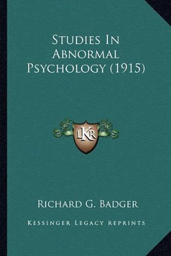 Cover image for Studies in Abnormal Psychology (1915)