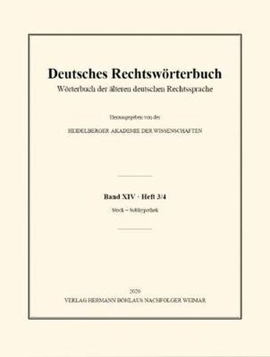 Cover image for Deutsches Rechtswoerterbuch: Woerterbuch der alteren deutschen Rechtssprache. Band XIV, Heft 3/4 - Stock - Subhypothek