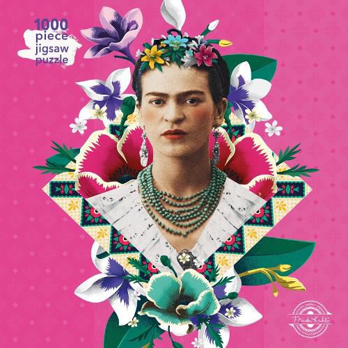 Cover image for Adult Jigsaw Puzzle Frida Kahlo Pink 1000 Piece