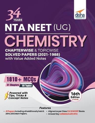 Cover image for 34 Years NTA NEET (UG) CHEMISTRY Chapterwise & Topicwise Solved Papers with Value Added Notes (2021 - 1988) 16th Edition